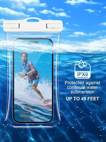 جراب هاتف شفاف مقاوم للماء - عبوتان، جراب هاتف مقاوم للماء لهاتف iPhone 15 14 13 12 11 Pro Max XS Plus Galaxy 24 هاتف خلوي يصل إلى 7.0 بوصة، PX8 مقاوم للماء للهاتف المحمول حقيبة جافة أساسيات إجازة الشاطئ in Saudi Arabia