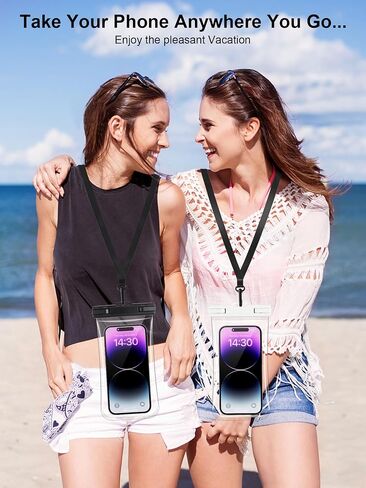 جراب هاتف شفاف مقاوم للماء - عبوتان، جراب هاتف مقاوم للماء لهاتف iPhone 15 14 13 12 11 Pro Max XS Plus Galaxy 24 هاتف خلوي يصل إلى 7.0 بوصة، PX8 مقاوم للماء للهاتف المحمول حقيبة جافة أساسيات إجازة الشاطئ in Saudi Arabia