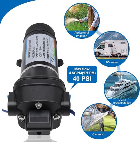 NovelBee AC 110V Self Priming Water Pressure Diaphragm Pump,4.5GPM Water Pressure Pumps for Boat Caravan RV Marine in Saudi Arabia