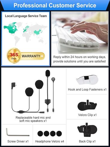Moman H2 دراجة نارية سماعة رأس لجهاز الاتصال الداخلي 【ميكروفون ومشبك صلب وناعم 】 مجموعة ملحقات أنظمة الاتصالات in Kuwait