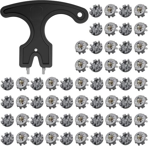 51 قطعة مجموعة مرابط الجولف 50 استبدال مسامير حذاء الجولف مع 1 مرابط جولف سوداء مفتاح ربط معدني 1/4 بوصة مسامير جولف بديلة مرابط أحذية الجولف الرمادية للاعب الجولف حذاء الكريكيت in Kuwait