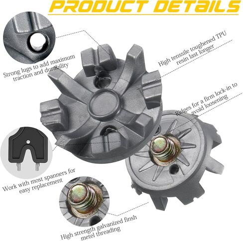 51 قطعة مجموعة مرابط الجولف 50 استبدال مسامير حذاء الجولف مع 1 مرابط جولف سوداء مفتاح ربط معدني 1/4 بوصة مسامير جولف بديلة مرابط أحذية الجولف الرمادية للاعب الجولف حذاء الكريكيت in Kuwait