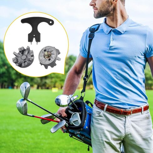 51 قطعة مجموعة مرابط الجولف 50 استبدال مسامير حذاء الجولف مع 1 مرابط جولف سوداء مفتاح ربط معدني 1/4 بوصة مسامير جولف بديلة مرابط أحذية الجولف الرمادية للاعب الجولف حذاء الكريكيت in Kuwait