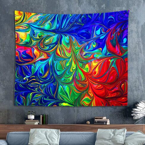 Sinsoledad نسيج الجدار مخدر، الجدار البلاط الملونة شنقا، ديكور غرفة المعيشة Trippy، نسيج أنيمي مضحك لخلفية جمالية غرفة النوم، 59x51 بوصة. in Saudi Arabia