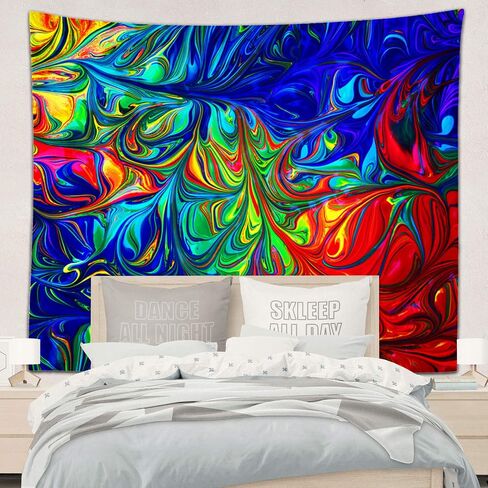 Sinsoledad نسيج الجدار مخدر، الجدار البلاط الملونة شنقا، ديكور غرفة المعيشة Trippy، نسيج أنيمي مضحك لخلفية جمالية غرفة النوم، 59x51 بوصة. in Saudi Arabia