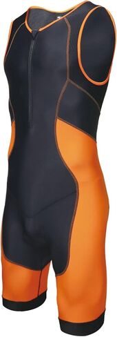 بدلات الترياتلون للرجال قطعة واحدة بدون أكمام بدلة رطبة للجري وركوب الدراجات والسباحة (أسود-برتقالي، متوسط) in Kuwait