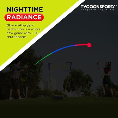 Complete Badminton Set | Portable Badminton Net with Stand 10 x 5 | 4 Badminton Rackets | 4 Over-Grips | 4 Racket Protectors | 8 Badminton Birdies (4 LED & 4 Goose-Feather) | 1 Hard Carry Case in Saudi Arabia