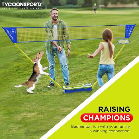 Complete Badminton Set | Portable Badminton Net with Stand 10 x 5 | 4 Badminton Rackets | 4 Over-Grips | 4 Racket Protectors | 8 Badminton Birdies (4 LED & 4 Goose-Feather) | 1 Hard Carry Case in Saudi Arabia