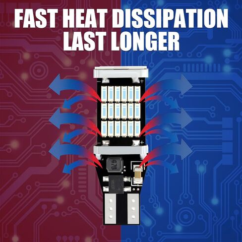 Sodcay Pack-4 مصابيح LED عكسية، T15 4014 45SMD شرائح احتياطية لمبات الإضاءة العكسية، مصابيح احتياطية للشحن خالية من الأخطاء في Canbus (أبيض) in Kuwait