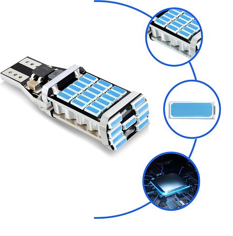 Sodcay Pack-4 مصابيح LED عكسية، T15 4014 45SMD شرائح احتياطية لمبات الإضاءة العكسية، مصابيح احتياطية للشحن خالية من الأخطاء في Canbus (أبيض) in Kuwait