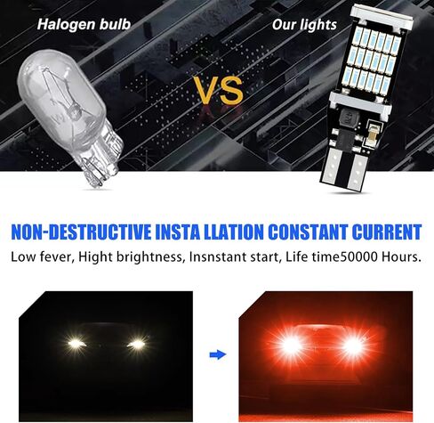 Sodcay Pack-4 مصابيح LED عكسية، T15 4014 45SMD شرائح احتياطية لمبات الإضاءة العكسية، مصابيح احتياطية للشحن خالية من الأخطاء في Canbus (أبيض) in Kuwait