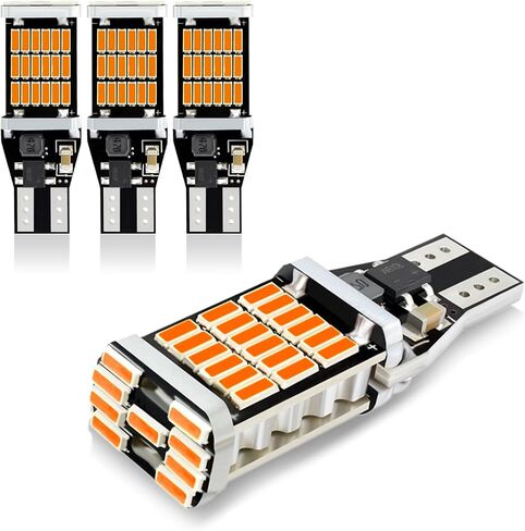 Sodcay Pack-4 مصابيح LED عكسية، T15 4014 45SMD شرائح احتياطية لمبات الإضاءة العكسية، مصابيح احتياطية للشحن خالية من الأخطاء في Canbus (أبيض) in Kuwait