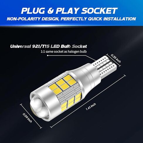 912 921 LED Backup Reverse Lights Bulb White, 3000LM Super Bright 906 904 912 T15 W16W 922 921 LED Bulbs Canbus Error Free for Pickup Truck Cargo Light, Pack of 2 in Kuwait