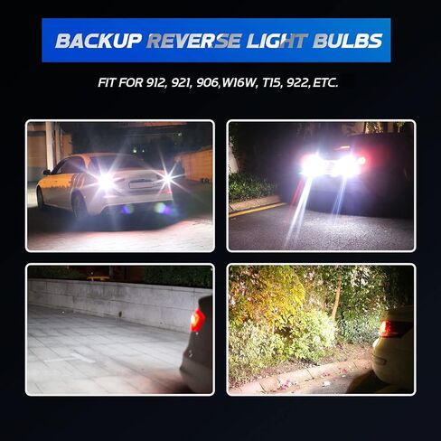 912 921 LED Backup Reverse Lights Bulb White, 3000LM Super Bright 906 904 912 T15 W16W 922 921 LED Bulbs Canbus Error Free for Pickup Truck Cargo Light, Pack of 2 in Kuwait