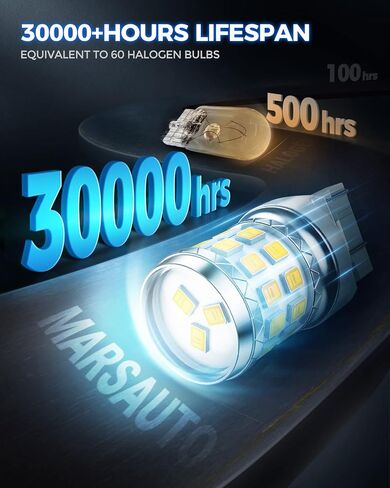 مصابيح Marsauto 7443 7440 LED لمصابيح الفرامل الخلفية العكسية، مصابيح T20 7441 7444 992 W21W LED مع استبدال جهاز العرض لأضواء وقوف السيارات الاحتياطية، زينون أبيض 6000K حزمة من 2 in Saudi Arabia