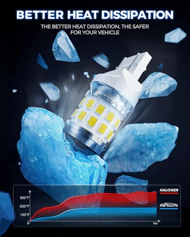 مصابيح Marsauto 7443 7440 LED لمصابيح الفرامل الخلفية العكسية، مصابيح T20 7441 7444 992 W21W LED مع استبدال جهاز العرض لأضواء وقوف السيارات الاحتياطية، زينون أبيض 6000K حزمة من 2 in Saudi Arabia