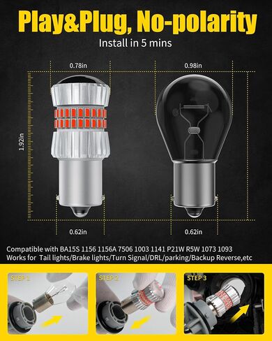 AILEO 3156 3157 LED Bulb White 6500K Reverse Light,500% Brighter Unique 1:1 Design 3056 3057 4157 3047 4057 3457 LED Bulbs with Projectors for TailLight, Backup light, DRL, Brake Parking Light,2PCS in Kuwait
