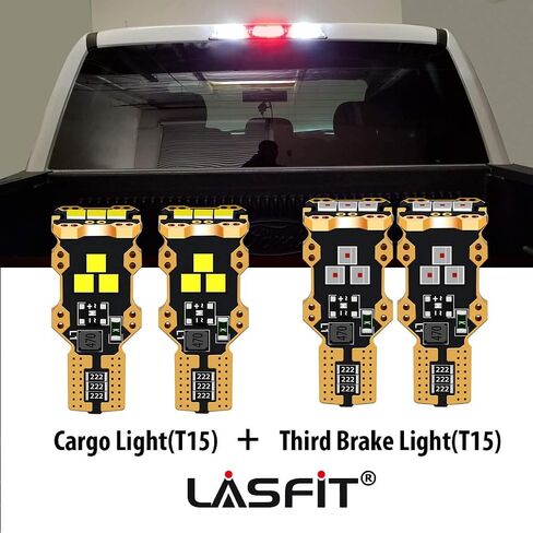 LASFIT 194 921 لمبات LED ضوء لوحة الترخيص + ضوء عكسي احتياطي أبيض، مجموعة كومبو 168/T10+912/T15، 4 قطع in Kuwait