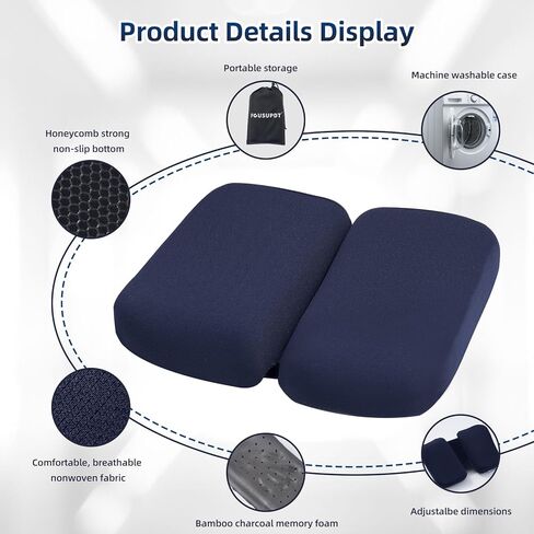 Adjustable Seat Cushion, Memory Foam Office Chair Cushion, Car Seat Cushion, Non-Slip Foldable Seat Cushion for Tailbone, Sciatica Pain Relief, Portable Travel Cushion for Sitting, Resting, Traveling in Saudi Arabia