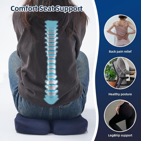 Adjustable Seat Cushion, Memory Foam Office Chair Cushion, Car Seat Cushion, Non-Slip Foldable Seat Cushion for Tailbone, Sciatica Pain Relief, Portable Travel Cushion for Sitting, Resting, Traveling in Saudi Arabia