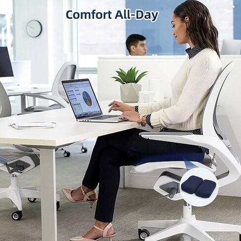 Adjustable Seat Cushion, Memory Foam Office Chair Cushion, Car Seat Cushion, Non-Slip Foldable Seat Cushion for Tailbone, Sciatica Pain Relief, Portable Travel Cushion for Sitting, Resting, Traveling in Saudi Arabia