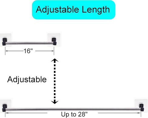 YYST نوع A 16 "- 39.5" قضيب ستارة ذاتي اللصق بدون حفر قضيب مقهى صغير ذاتي اللصق نافذة ستارة قضيب وشاح قضبان مع مواد لاصقة (أسود-2) in Saudi Arabia