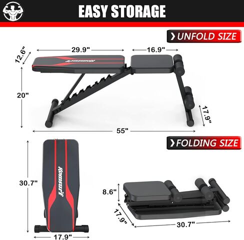 komsurf مقعد الوزن، مقعد تجريب قابل للتعديل، ممارسة الصحافة مقاعد البدلاء لصالة الألعاب الرياضية المنزلية، معدات قابلة للطي نظام الصالة الرياضية الجسم، مقعد تدريب القوة لتمرين كامل الجسم in Kuwait