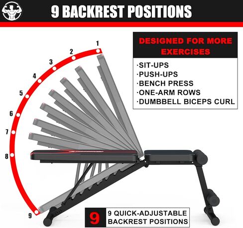 komsurf مقعد الوزن، مقعد تجريب قابل للتعديل، ممارسة الصحافة مقاعد البدلاء لصالة الألعاب الرياضية المنزلية، معدات قابلة للطي نظام الصالة الرياضية الجسم، مقعد تدريب القوة لتمرين كامل الجسم in Kuwait