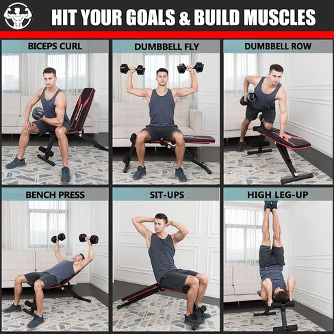 komsurf مقعد الوزن، مقعد تجريب قابل للتعديل، ممارسة الصحافة مقاعد البدلاء لصالة الألعاب الرياضية المنزلية، معدات قابلة للطي نظام الصالة الرياضية الجسم، مقعد تدريب القوة لتمرين كامل الجسم in Kuwait