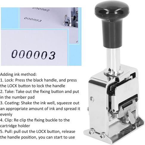 Automatic Numbering Machine 7 Digit Number Stamp Automatic Jump Number Stamp MultiFunction DIY Scrapbooking Roller Stationery in Saudi Arabia