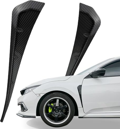 KEEGTBOX Carbon Fiber Style Car Fender Side Vents Decoration Sticker Trim ABS Material Spoiler Fender Decorative Stickers Air Flow Intake Hole Grille Auto Exterior Universal Accessories (Carbon Fiber) in Kuwait