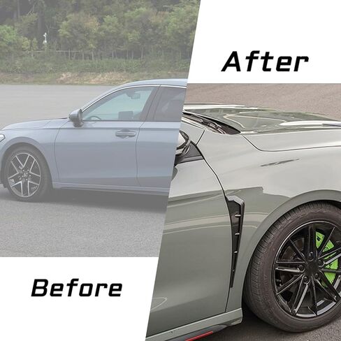 KEEGTBOX Carbon Fiber Style Car Fender Side Vents Decoration Sticker Trim ABS Material Spoiler Fender Decorative Stickers Air Flow Intake Hole Grille Auto Exterior Universal Accessories (Carbon Fiber) in Kuwait