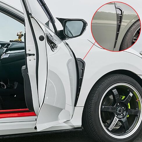 KEEGTBOX Carbon Fiber Style Car Fender Side Vents Decoration Sticker Trim ABS Material Spoiler Fender Decorative Stickers Air Flow Intake Hole Grille Auto Exterior Universal Accessories (Carbon Fiber) in Kuwait