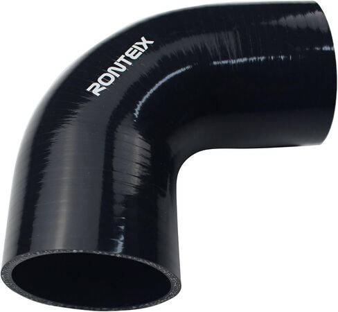 Ronteix Universal 4-Ply ID 1-1/2 بوصة 90 درجة الكوع مقرنة سيليكون خرطوم المبرد المبرد مدخل الأنابيب (1.5 بوصة (38 مم)، أسود) in Kuwait