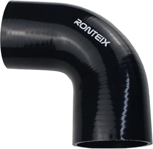 Ronteix Universal 4-Ply ID 1-1/2 بوصة 90 درجة الكوع مقرنة سيليكون خرطوم المبرد المبرد مدخل الأنابيب (1.5 بوصة (38 مم)، أسود) in Kuwait