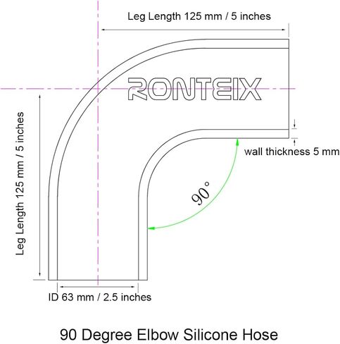 Ronteix Universal 4-Ply ID 1-1/2 Inch 90 Degree Elbow Coupler Silicone Hose Radiator Intercooler Intake Pipe (1.5''(38MM), BLACK) in Saudi Arabia