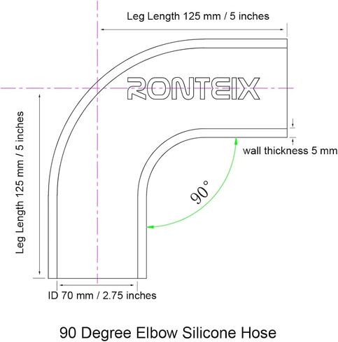 Ronteix Universal 4-Ply ID 1-1/2 Inch 90 Degree Elbow Coupler Silicone Hose Radiator Intercooler Intake Pipe (1.5''(38MM), BLACK) in Saudi Arabia
