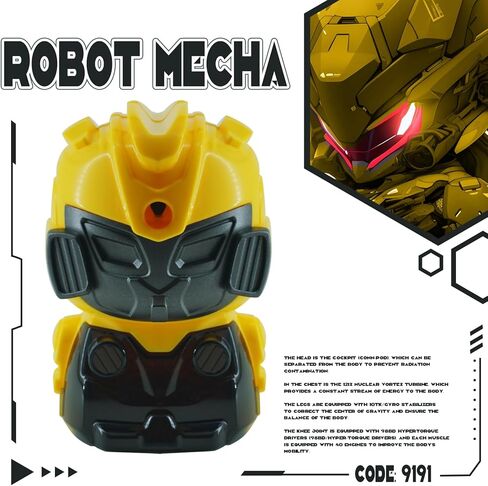 مبراة أقلام رصاص روبوت للأطفال، مبراة أقلام ملونة يدوية للفصل الدراسي، قرطاسية لطيفة مع ملصقات، لوازم مدرسية وهدايا (أصفر) in Kuwait