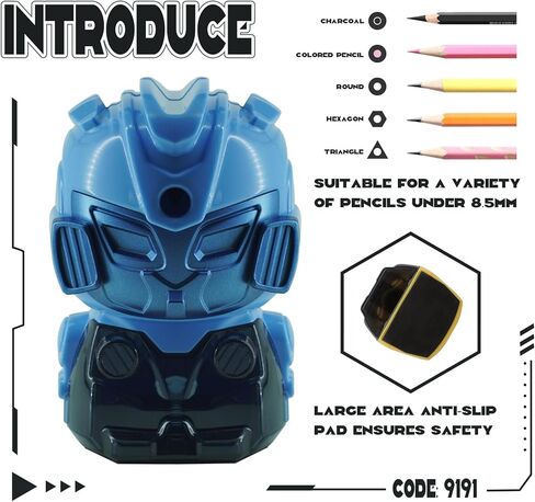 مبراة أقلام رصاص روبوت للأطفال، مبراة أقلام ملونة يدوية للفصل الدراسي، قرطاسية لطيفة مع ملصقات، لوازم مدرسية وهدايا (أصفر) in Kuwait