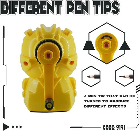 مبراة أقلام رصاص روبوت للأطفال، مبراة أقلام ملونة يدوية للفصل الدراسي، قرطاسية لطيفة مع ملصقات، لوازم مدرسية وهدايا (أصفر) in Kuwait