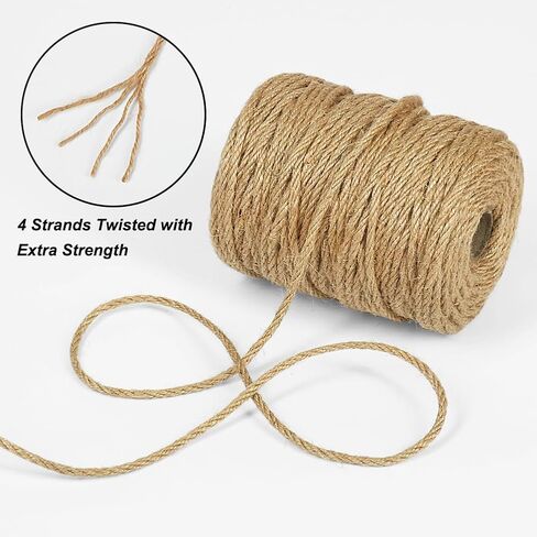 Tenn Well Strong Natural Jute Twine, 4mm Thick 66 Feet Long Jute String Rope Roll for Garden, Arts & Crafts, Home Decor, Packaging in Kuwait