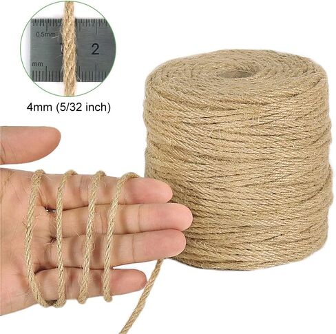 Tenn Well Strong Natural Jute Twine, 4mm Thick 66 Feet Long Jute String Rope Roll for Garden, Arts & Crafts, Home Decor, Packaging in Kuwait