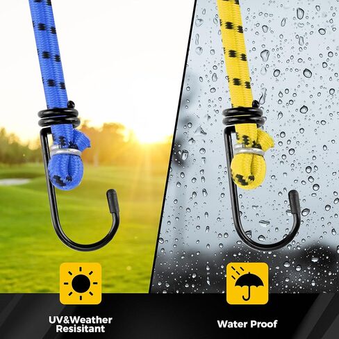 Veppak-Bungee Cords with Hooks, 12 Pack Elastic Bungee Straps Includes 40",32", 24", 16",Heavy Duty Outdoor Bungie Straps to Packing for Camping, Tent, Storing Packages, Fastening Items in Saudi Arabia