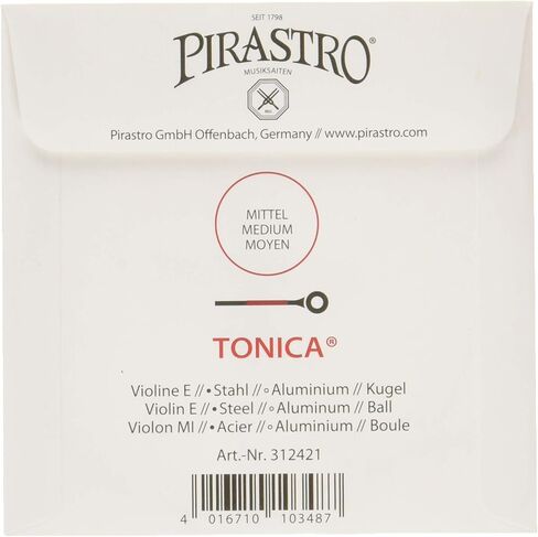 سلسلة الكمان Pirastro Tonica E String 4/4 مقاس من الفولاذ/الألومنيوم بنهاية كروية متوسطة in Kuwait