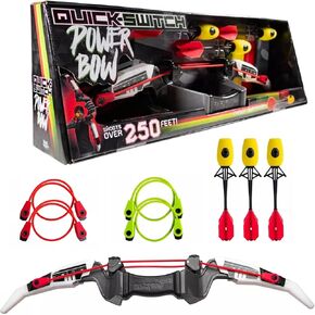 Hog Wild Bow and Arrow Set with 4 Quick Switch Bungees with 2 Power Levels + 3 Foam Arrows - Shoots Arrows Over 250 Feet - Indoor/Outdoor Archery Toy for Kids Age 14+
