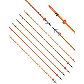 34inch 8MM Bow Fishing Hunting Arrows Archery Fiberglass Arrows with Safety Slides Pack of 6 Arrows ID 5/16 inch Safety Slides Kits