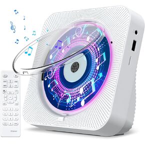 Gueray CD Player with Speakers Bluetooth Desktop CD Players for Home Radio CD Player with Remote Control HiFi Speakers Dust Cover LED Screen Timer Supports AUX USB TF Card Playback