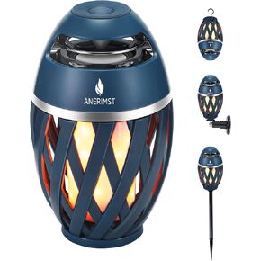 ANERIMST Unique Gifts for Men, Outdoor Bluetooth Speaker Waterproof Wireless with Torch LED Light, Birthday Gift for Boyfriend Him Dad, Cool for Garden, Patio, Outside (Black)