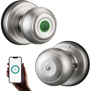 Fingerprint Door Knob, Smart Biometric Fingerprint Door Lock with App Control, Keyless Entry Door Lock for Bedroom/Office/Hotel/Apartment.(Sliver) in Kuwait