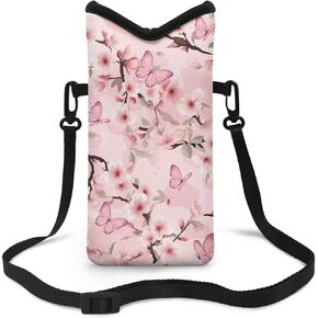 Suobstales Boho Mandala Butterfly Print Neoprene Phone Sleeve for Women Men, Lightweight Cell Phone Pouch Case Bag with Crossbody Strap/Neck Lanyard for iPhone Samsung, 8 X 4 inch